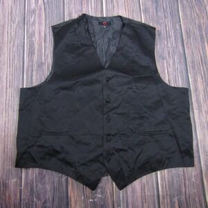 Brand Q Vest Mens 3XL Black Solid 5-Button Belted Formal Dress Tuxedo Waistcoat